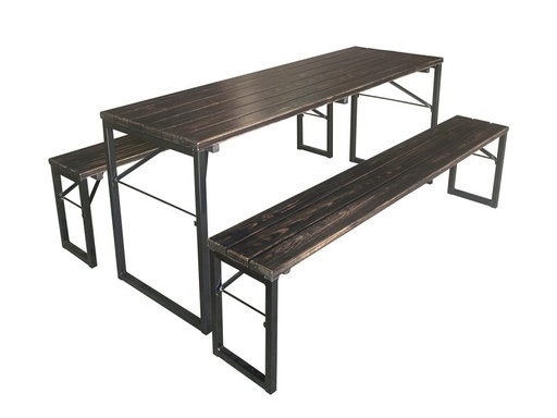 Table Brasserie FACTORY 180 x 60 cm + 2 bancs